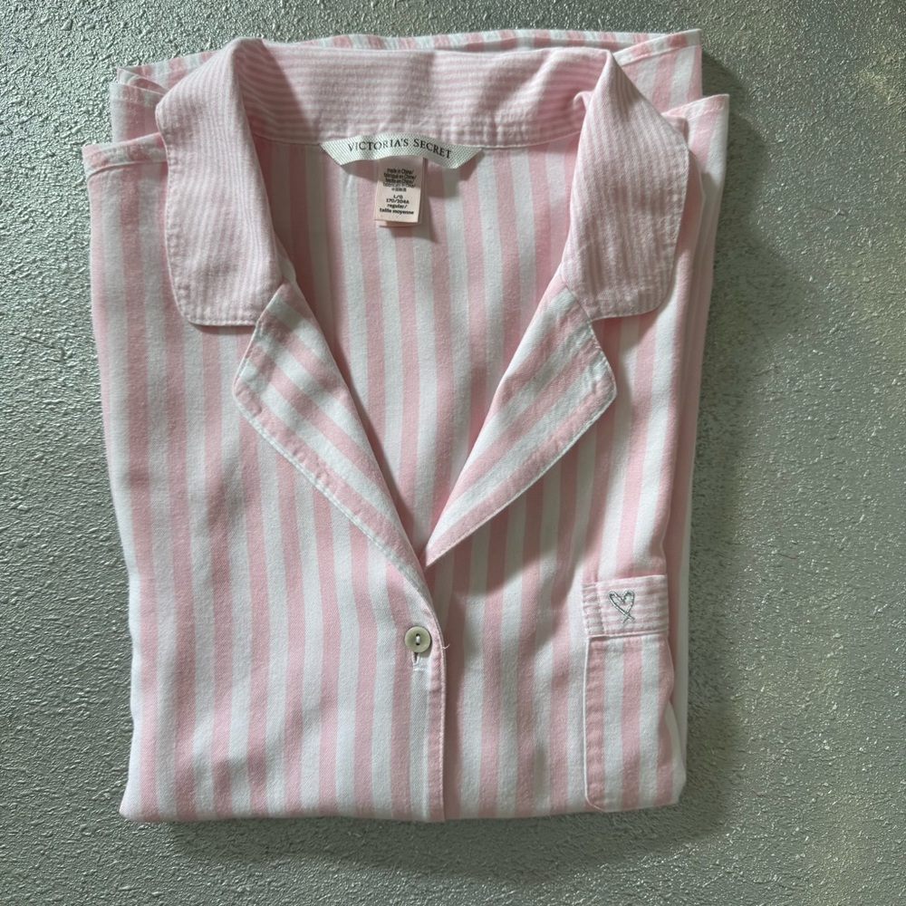 Victoria Secret  HERITAGE COTTON LONG PAJAMA TOP Size L - Picture 7 of 8